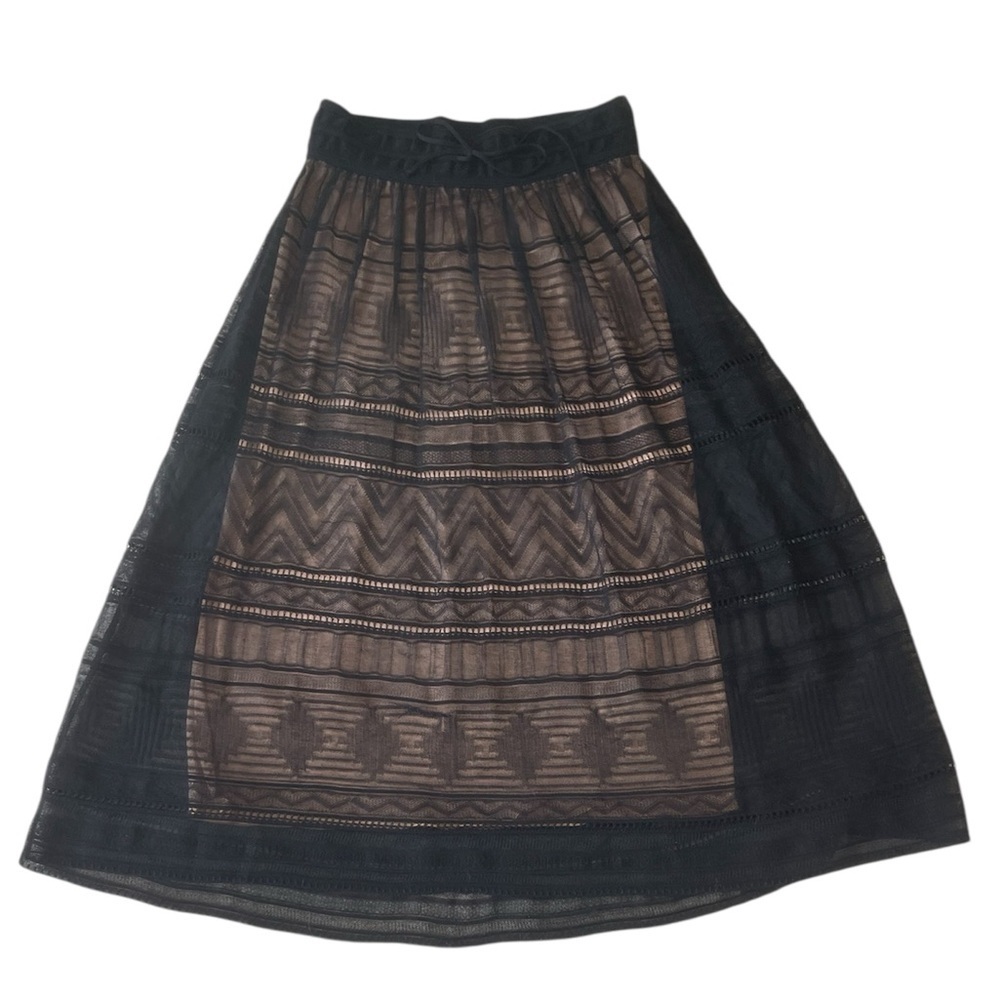 Missoni Women’s Sheer Black Patterned Lace Midi Skirt Size EU 40
